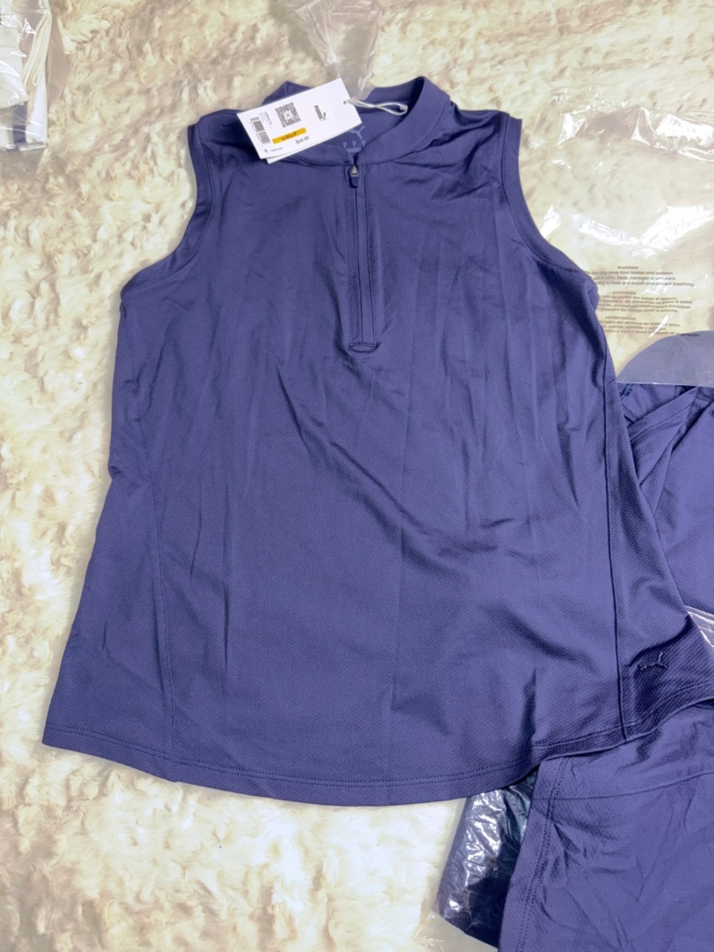 Puma Sleeveless Zip-Front Tennis Dress in Navy